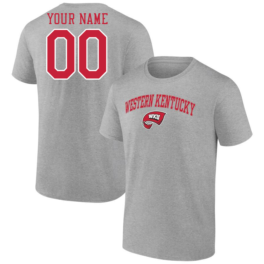 Custom Western Kentucky Hilltoppers Name And Number Tshirts-Grey Custom Western Kentucky Hilltoppers Name And Number Tshirts-Grey